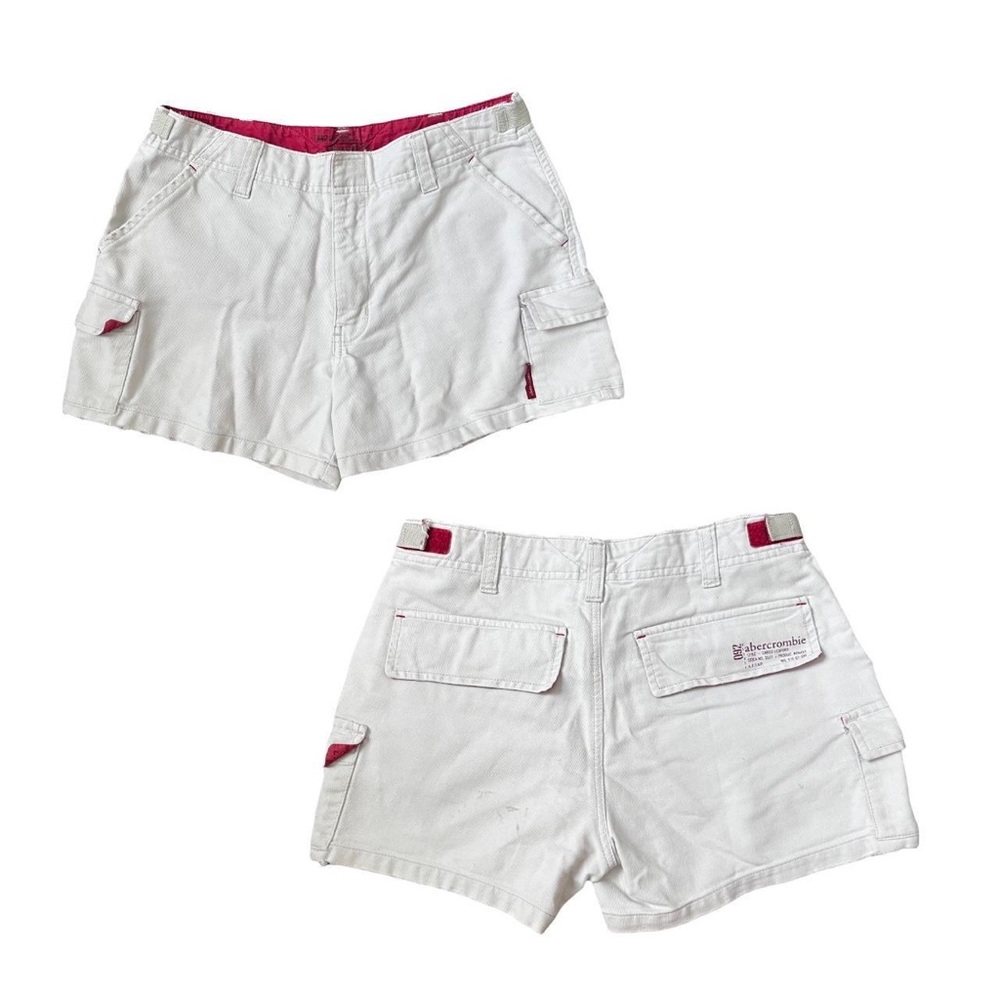 Y2K Abercrombie Cargo Tactical Shorts Beige + Red Pockets Size Medium / 28
